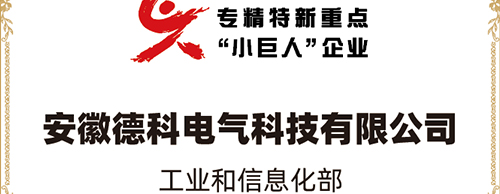 「小巨人 大分量」| 德科電氣榮獲“國家專精特新重點小巨人企業(yè)”稱號！